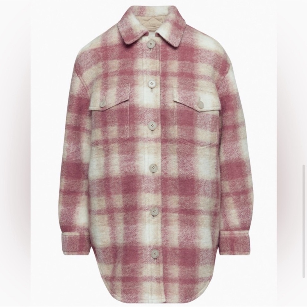Wilfred Ganna Jacket Shacket Pink Plaid Size Large